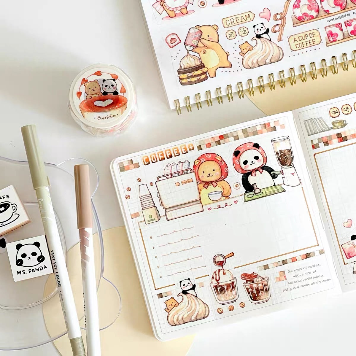 Ever&Ein bear cafe milk & candy and bitterness washitape and sticker pack