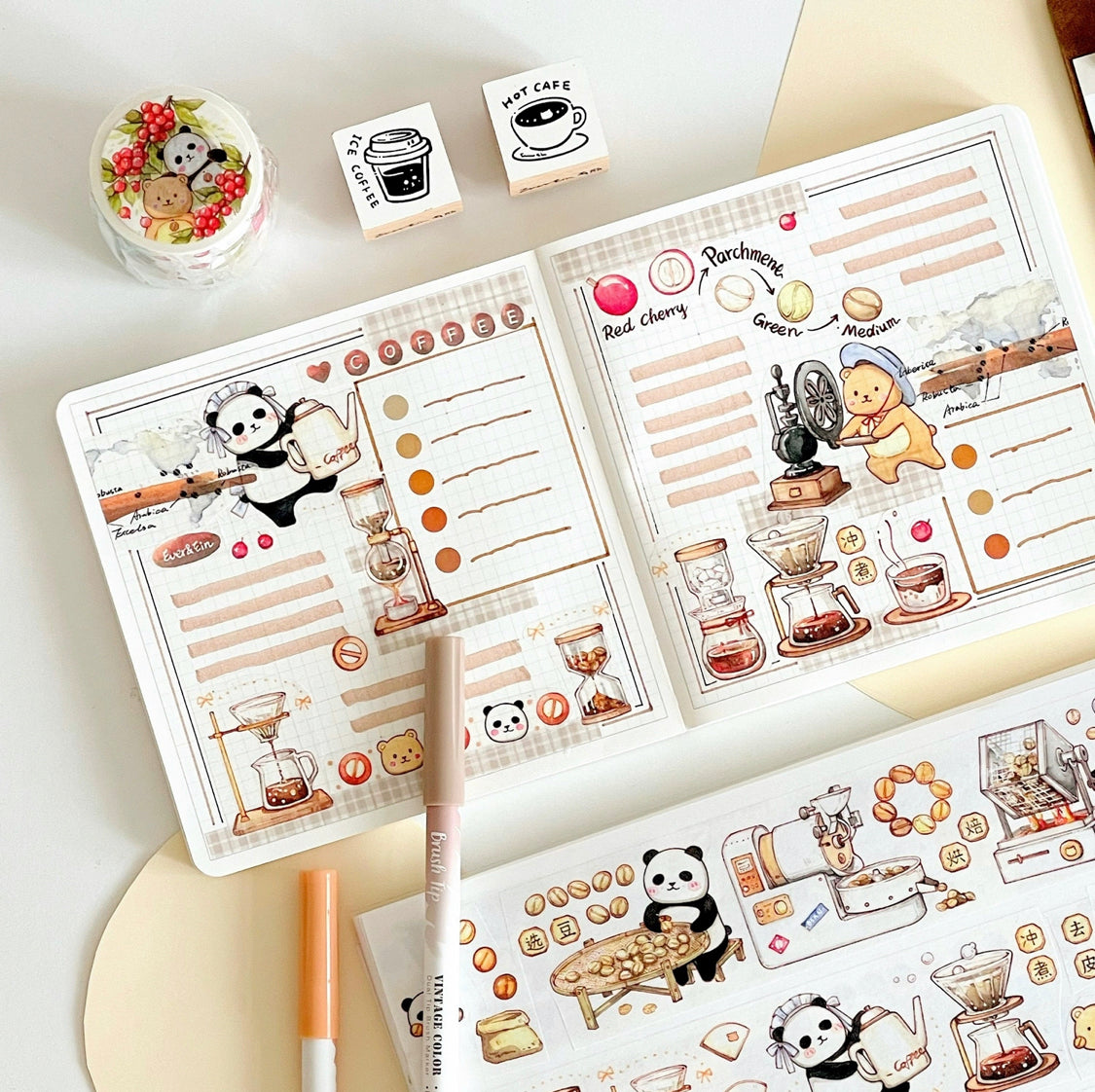 Ever&Ein bear cafe milk & candy and bitterness washitape and sticker pack
