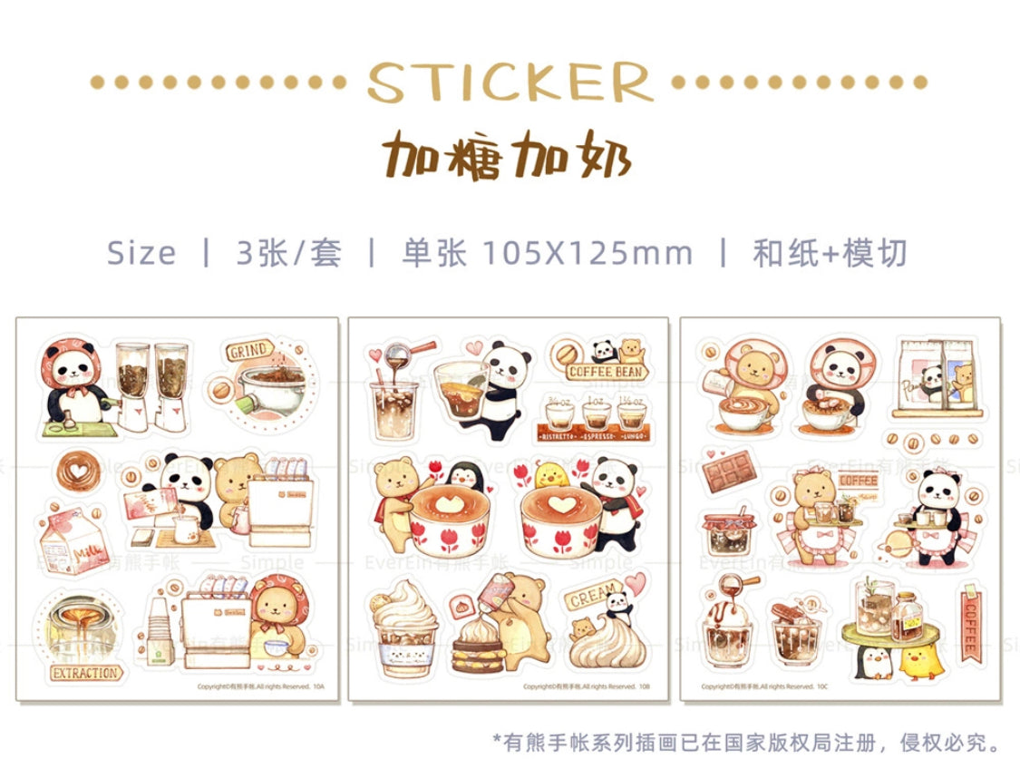 Ever&Ein bear cafe milk & candy and bitterness washitape and sticker pack