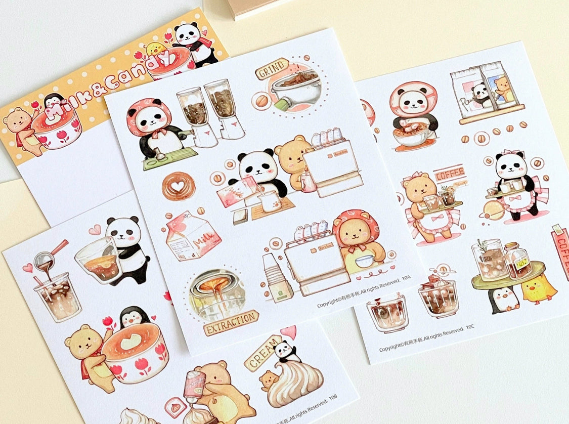 Ever&Ein bear cafe milk & candy and bitterness washitape and sticker pack
