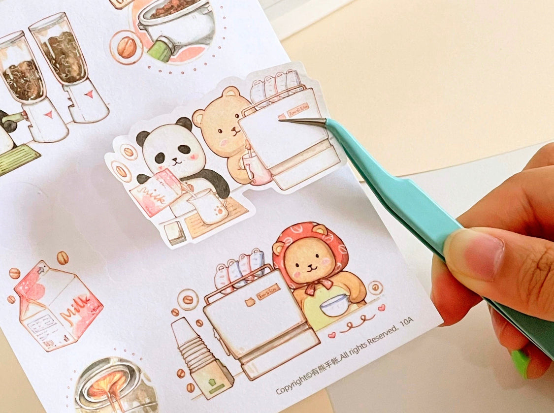 Ever&Ein bear cafe milk & candy and bitterness washitape and sticker pack