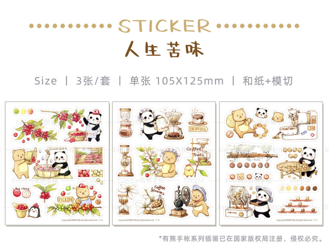 Ever&Ein bear cafe milk & candy and bitterness washitape and sticker pack