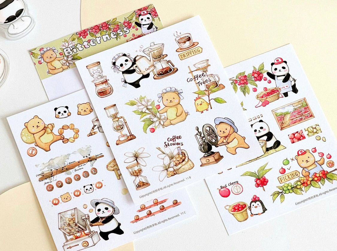 Ever&Ein bear cafe milk & candy and bitterness washitape and sticker pack