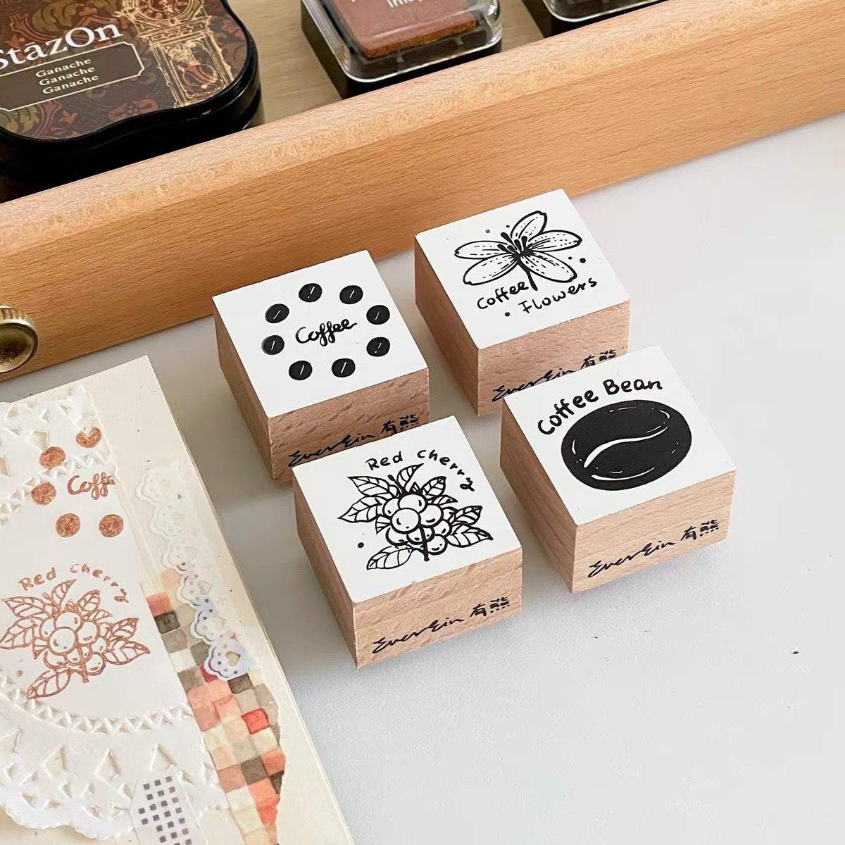 Ever&Ein bear cafe rubber stamp series