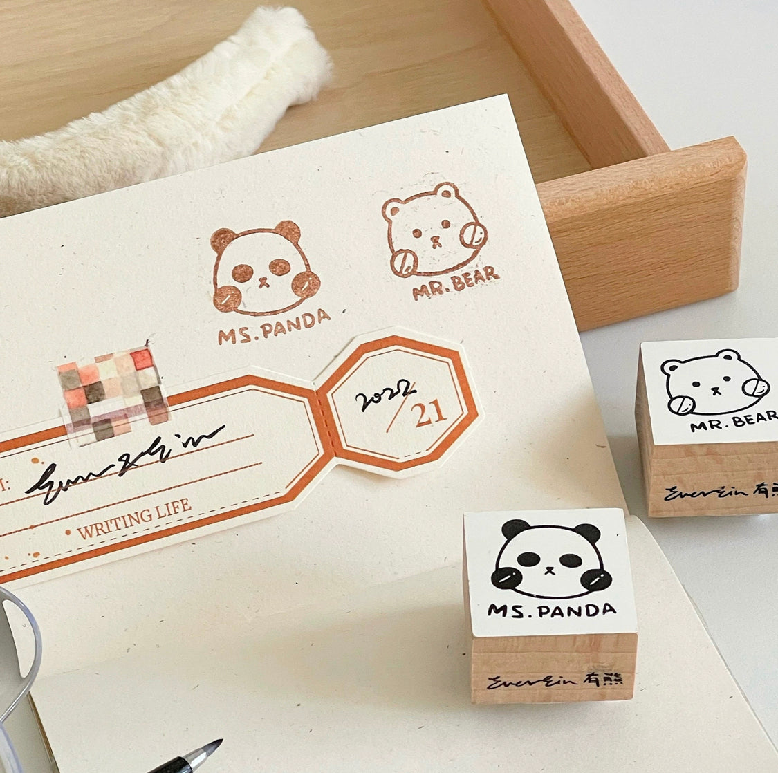 Ever&Ein bear cafe rubber stamp series