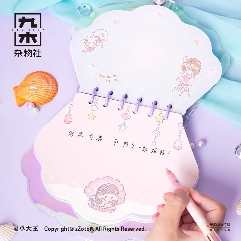 Molinta × M&G shop summer limited blue fantasy series seashell shaped journal book
