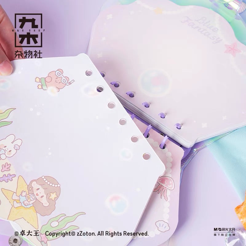 Molinta × M&G shop summer limited blue fantasy series seashell shaped journal book