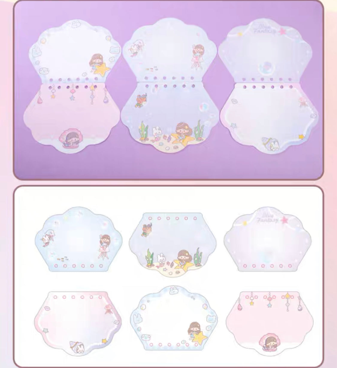 Molinta × M&G shop summer limited blue fantasy series seashell shaped journal book