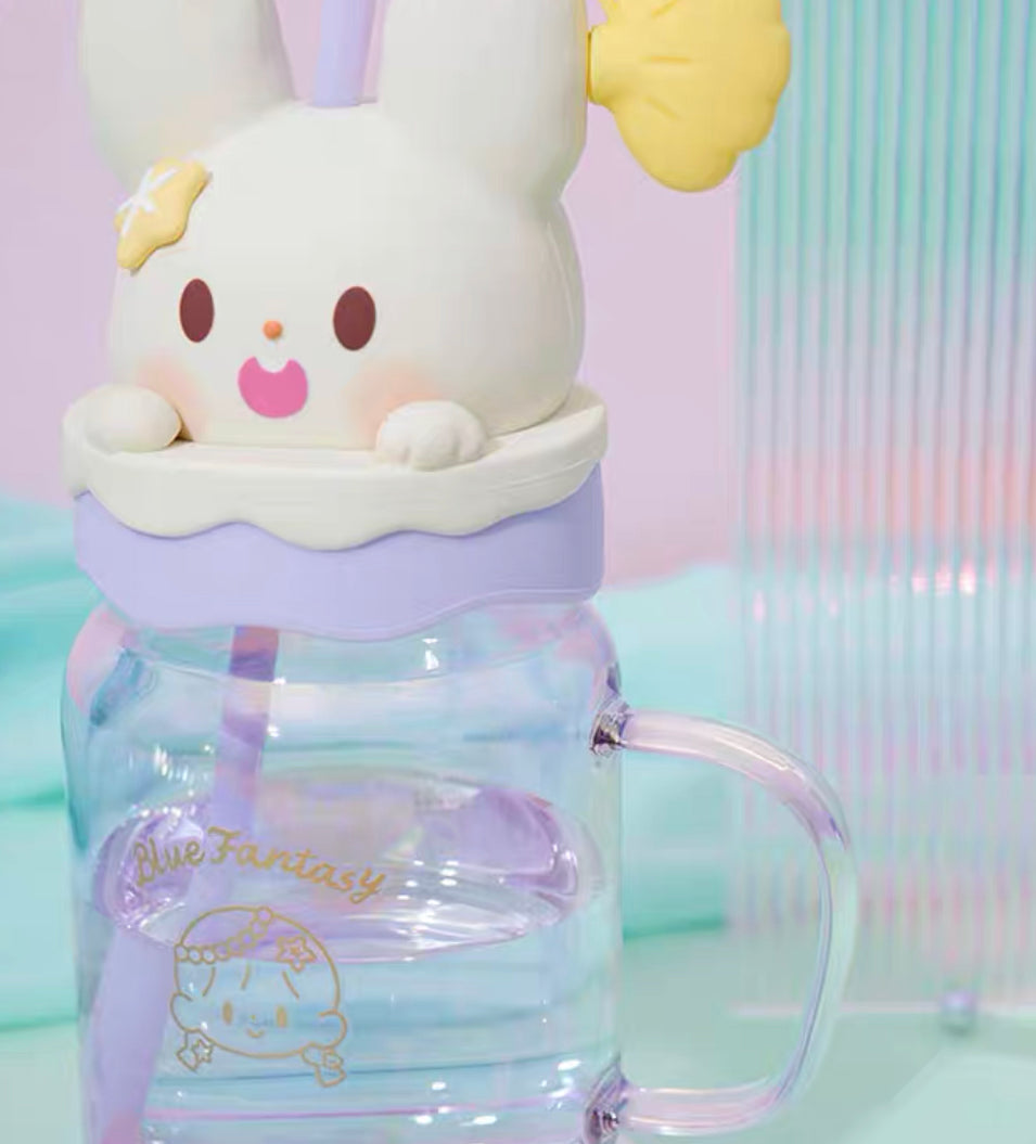 Molinta × M&G shop summer limited blue fantasy series starfish rabbit straw glass