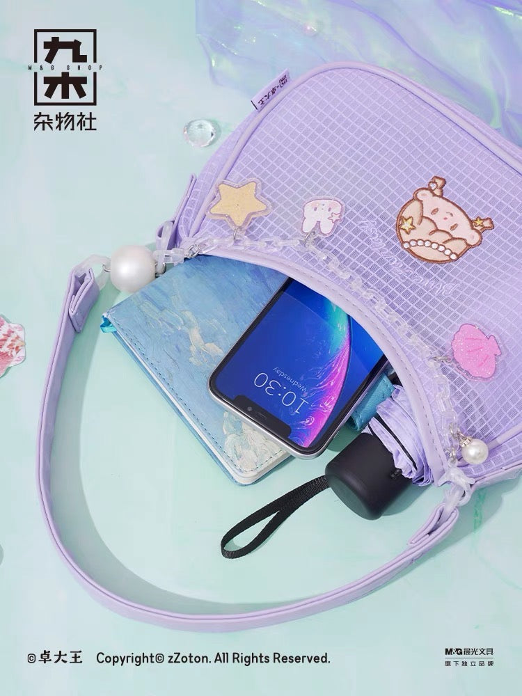 Molinta × M&G shop summer limited blue fantasy series purple shoulder bag