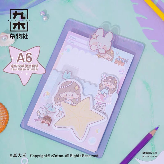 Molinta × M&G shop summer limited blue fantasy series memo pad with rabbit pallet
