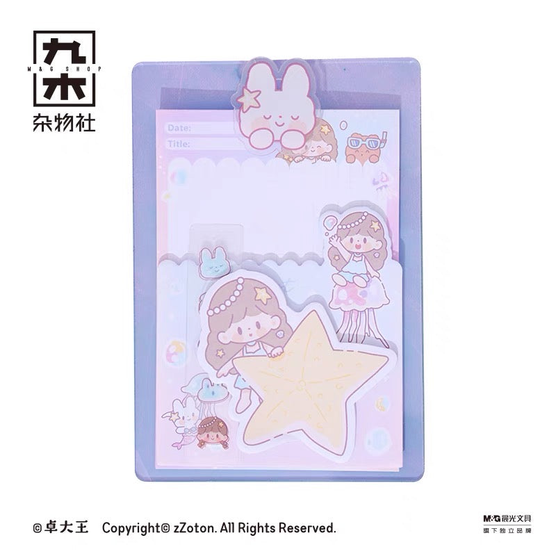 Molinta × M&G shop summer limited blue fantasy series memo pad with rabbit pallet