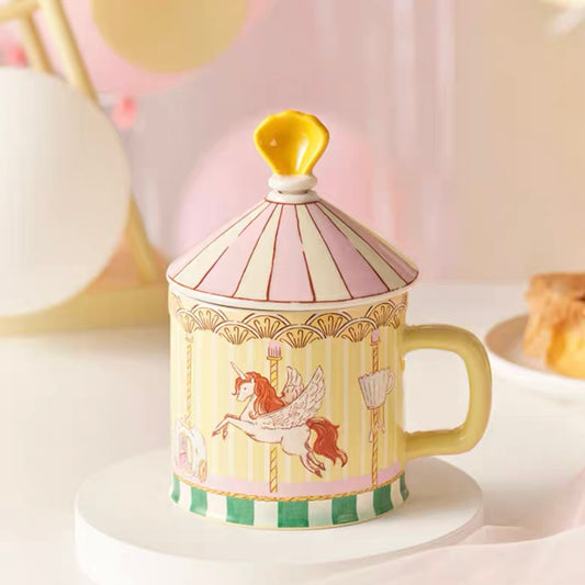 Starbucks China 2022 Summer dreamy garden Season 355ml carousel mug with ceramics cover and stir bar