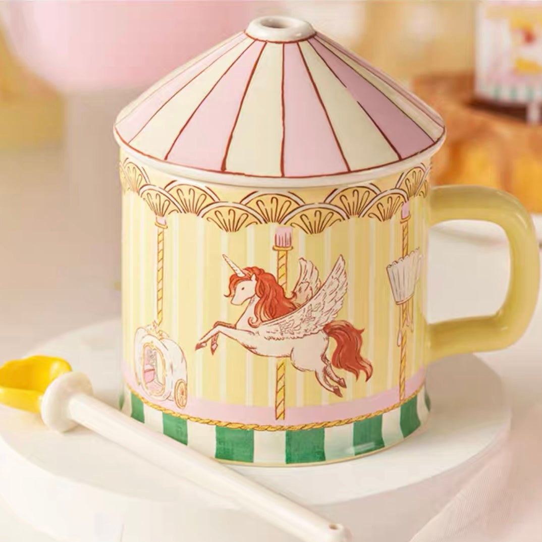 Starbucks China 2022 Summer dreamy garden Season 355ml carousel mug with ceramics cover and stir bar
