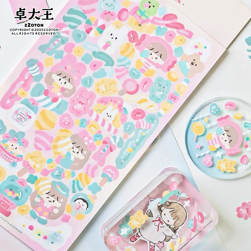 Molinta no border colorful girl sticker set 3（all 6）