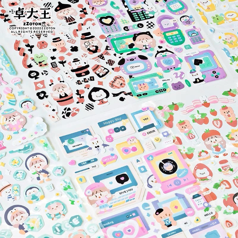 Molinta no border colorful girl sticker set 3（all 6）