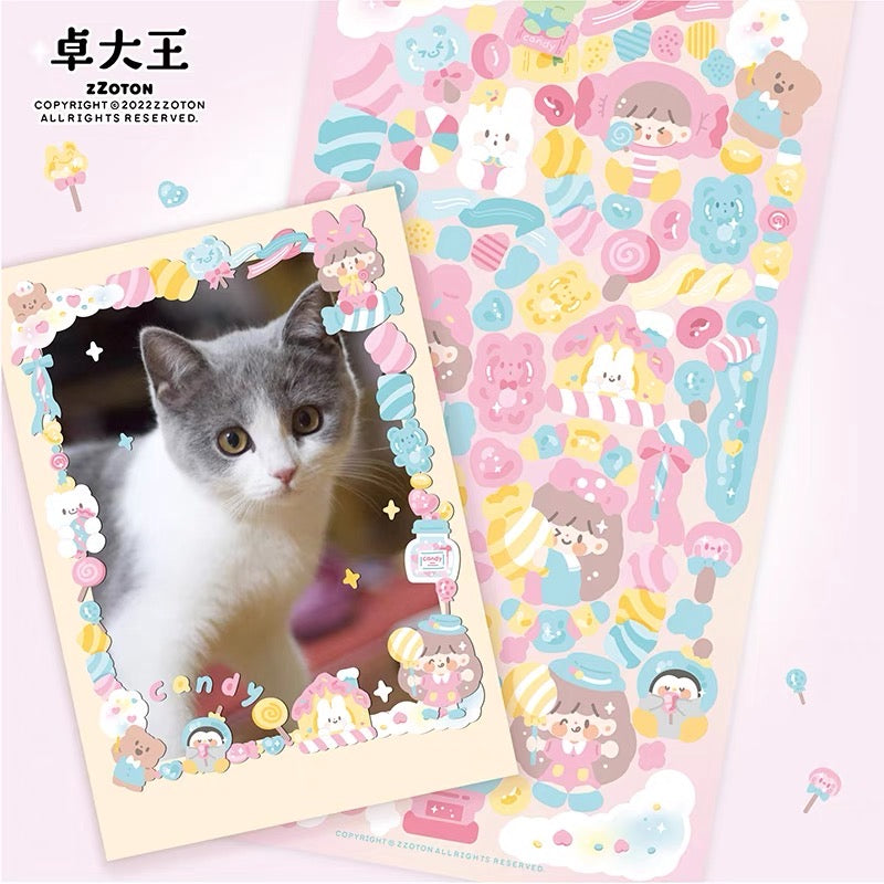 Molinta no border colorful girl sticker set 3（all 6）
