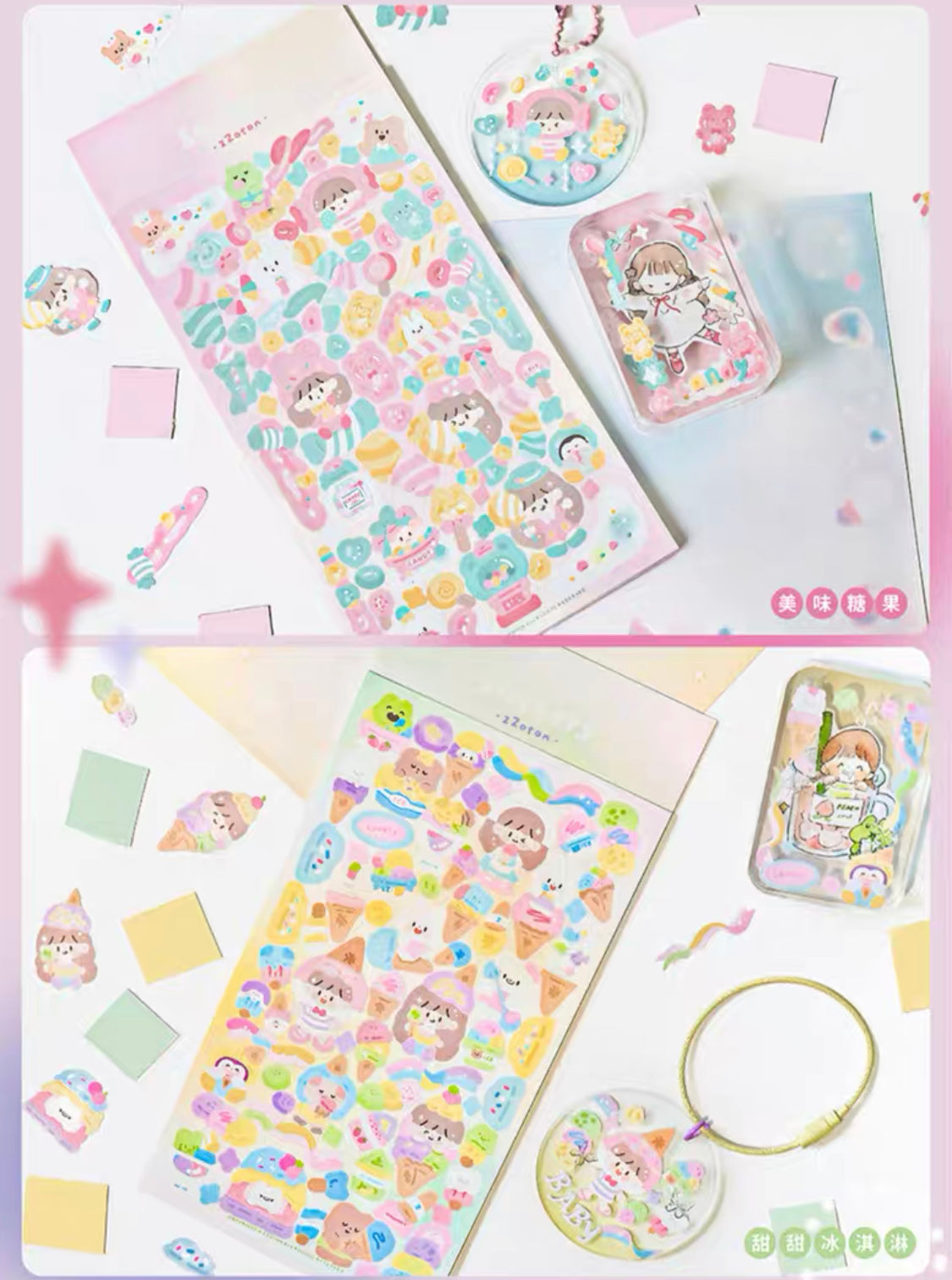 Molinta no border colorful girl sticker set 3（all 6）