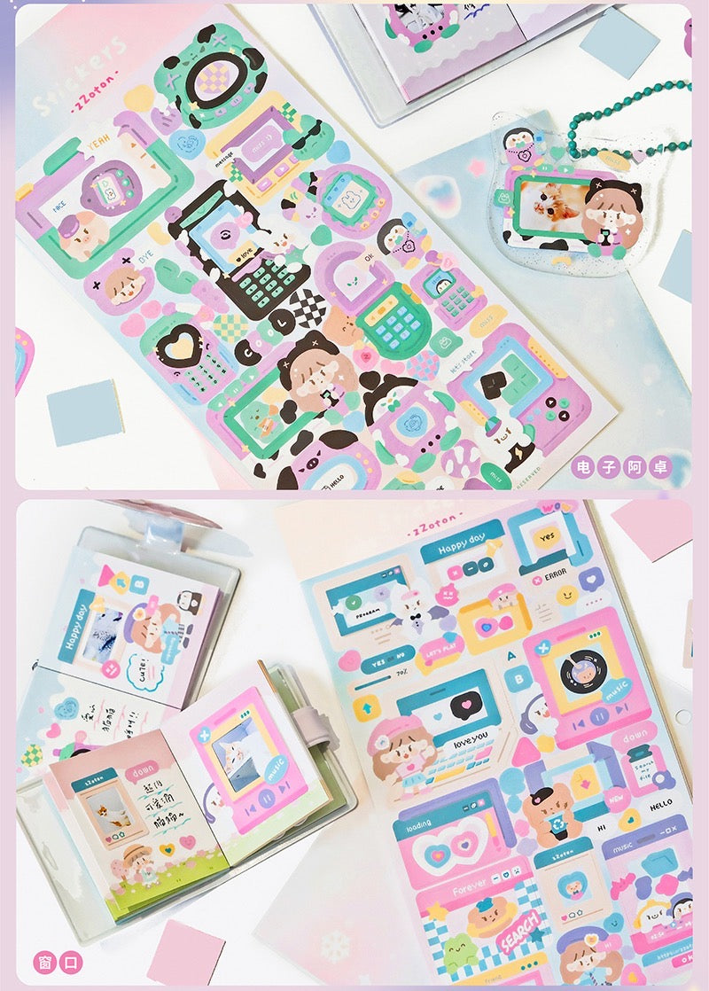Molinta no border colorful girl sticker set 3（all 6）