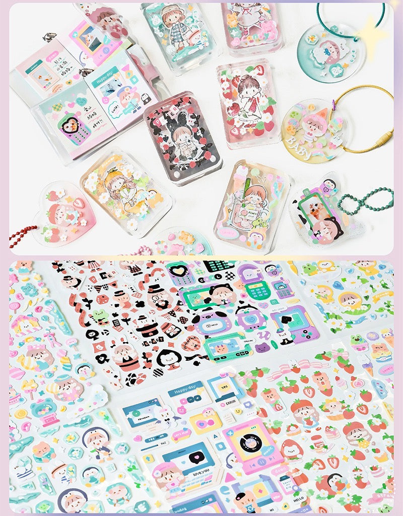 Molinta no border colorful girl sticker set 3（all 6）