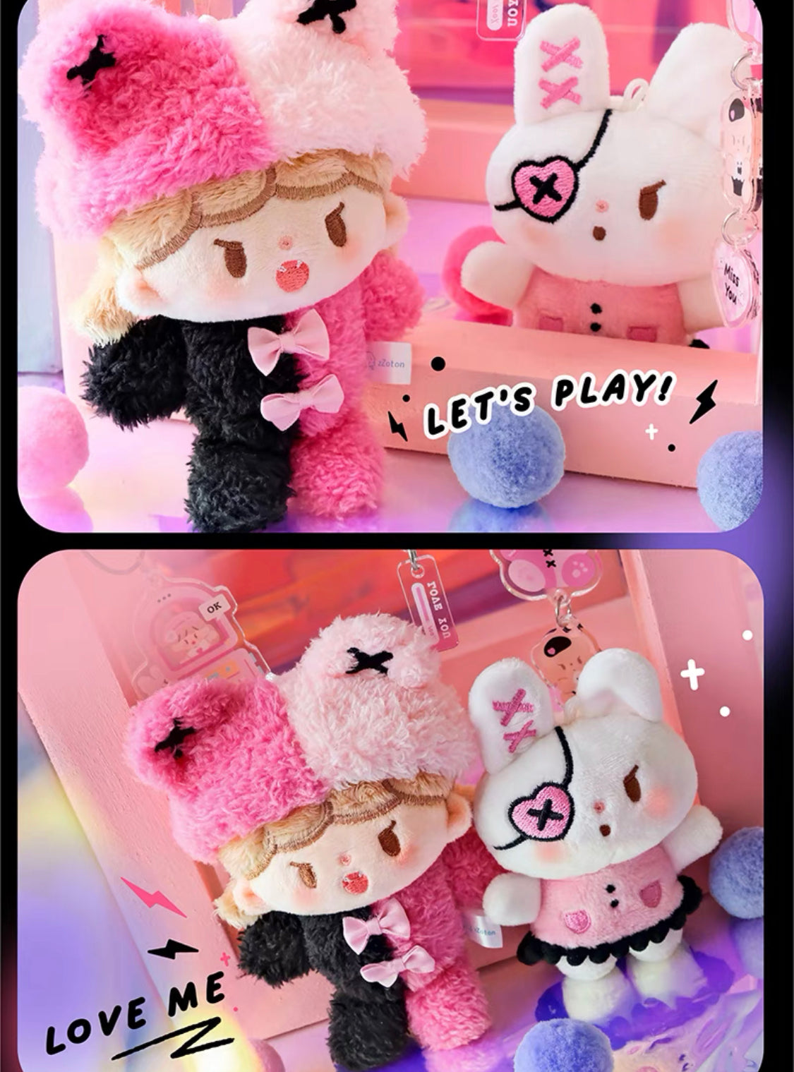 Molinta cool and bad girl series plush toys（with chain）