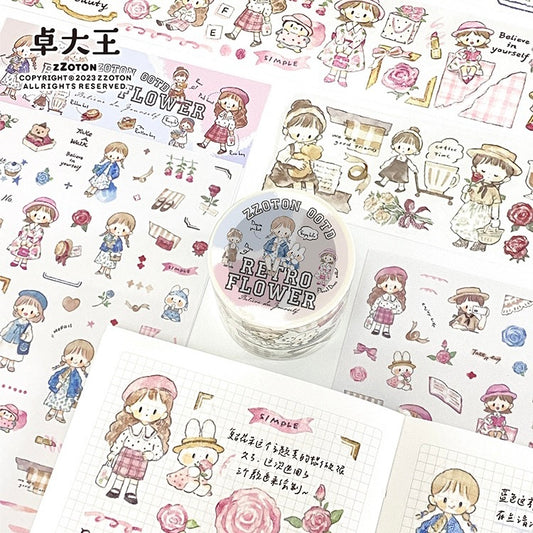 Molinta ootd retro flower washitape and sticker pack