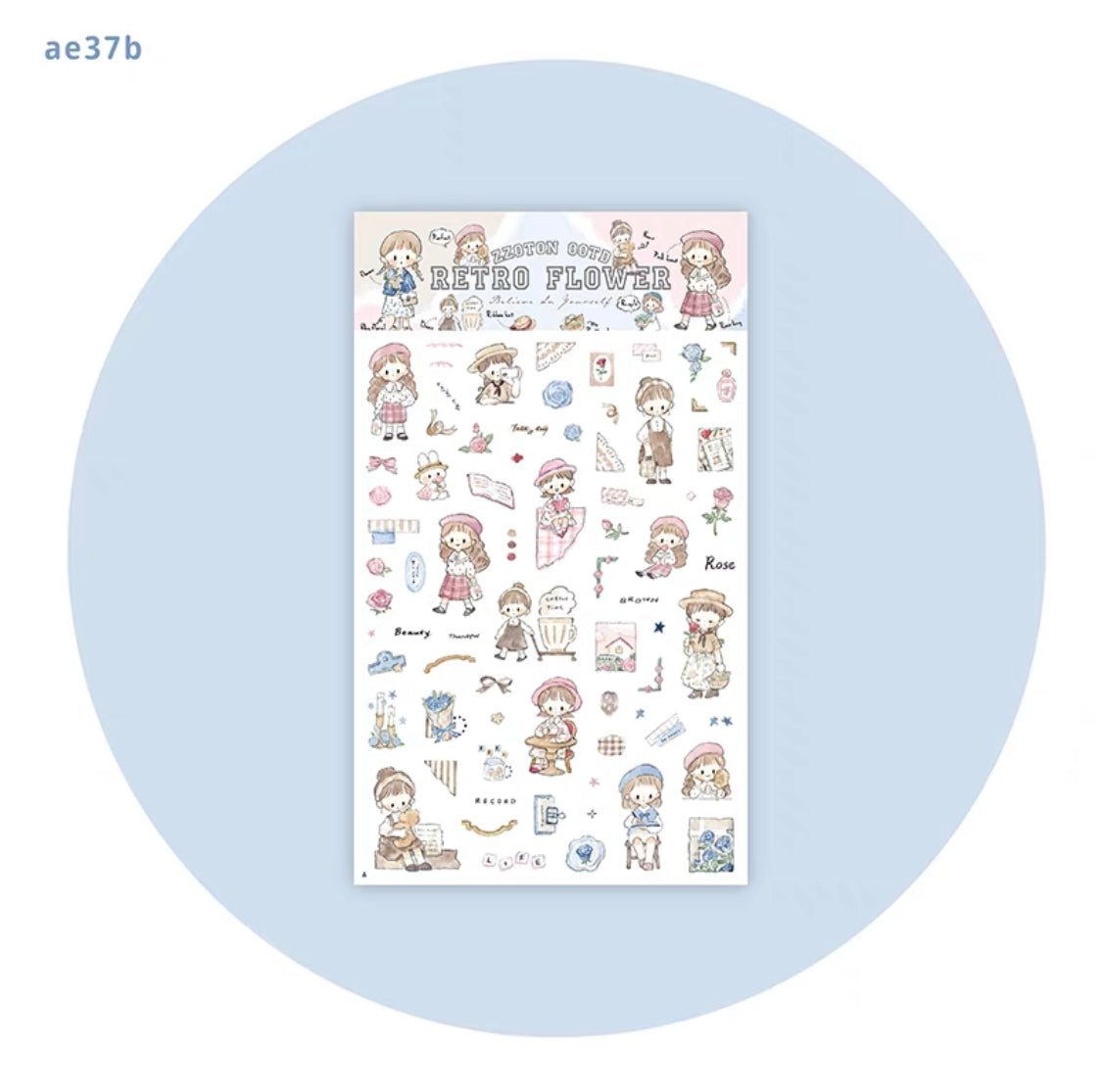 Molinta ootd retro flower washitape and sticker pack