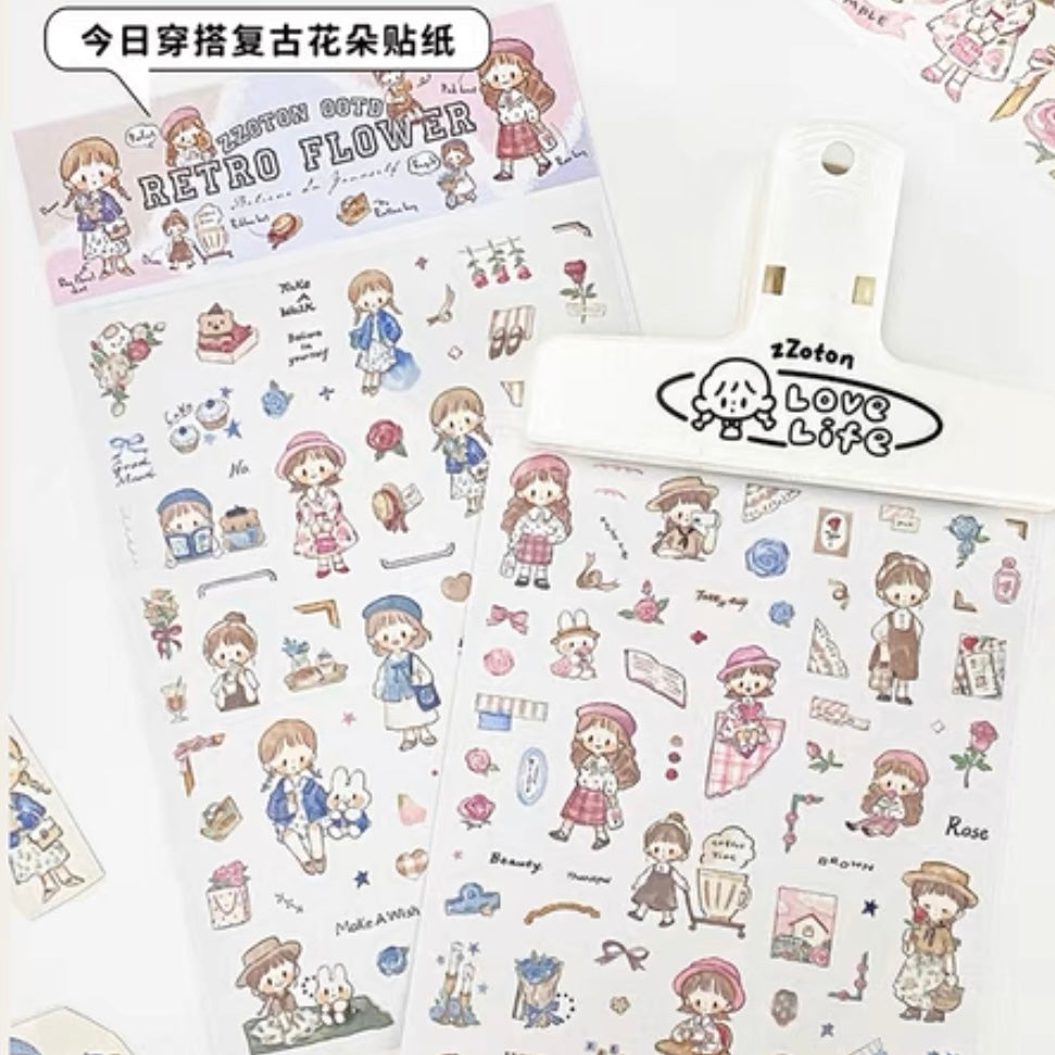 Molinta ootd retro flower washitape and sticker pack
