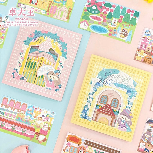 Molinta rose castle garden scene sticker set