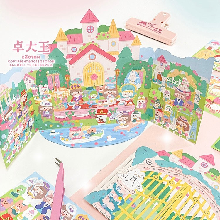Molinta rose castle garden scene sticker set