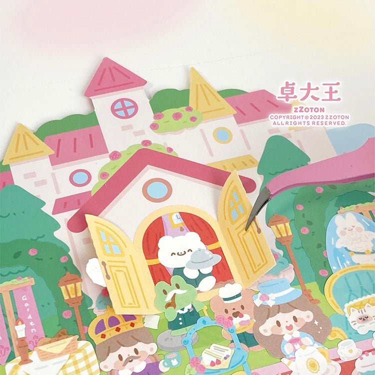 Molinta rose castle garden scene sticker set