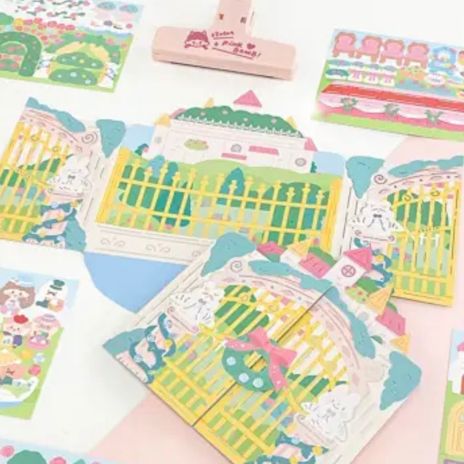 Molinta rose castle garden scene sticker set