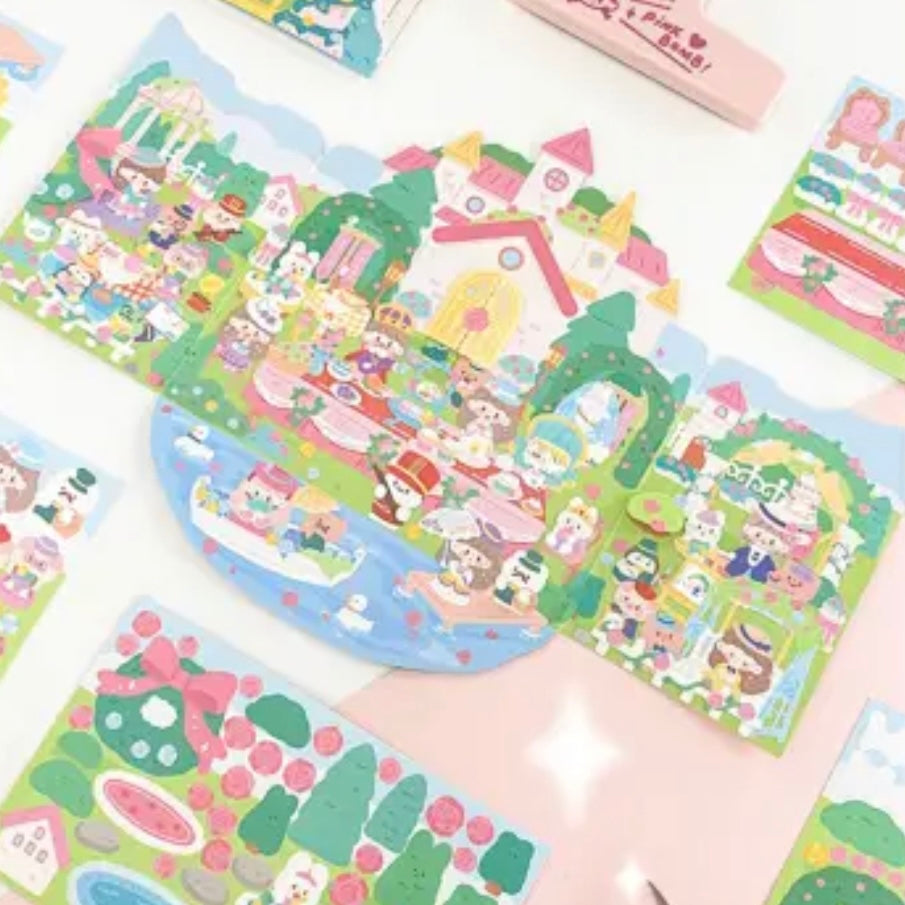 Molinta rose castle garden scene sticker set