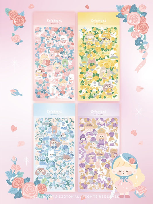 Molinta rose theme no border colorful girl sticker set 7（all 4）