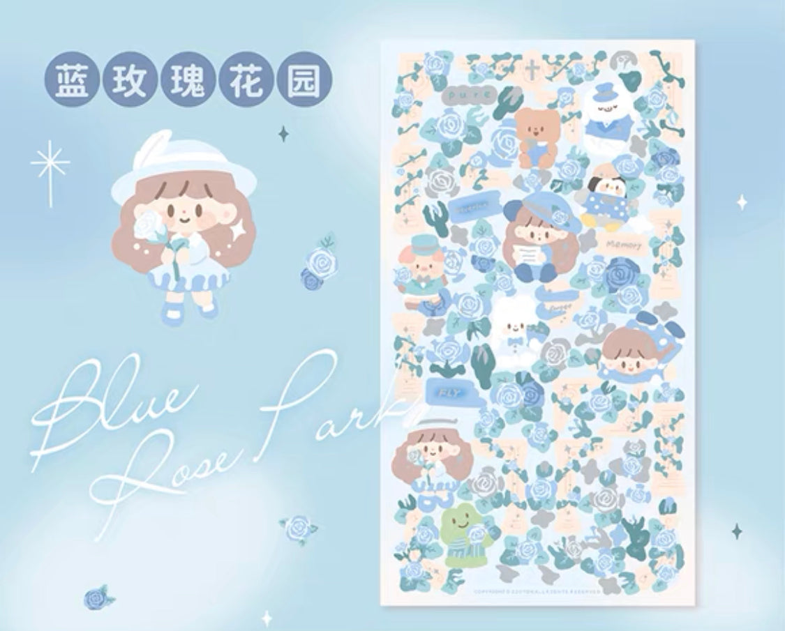 Molinta rose theme no border colorful girl sticker set 7（all 4）