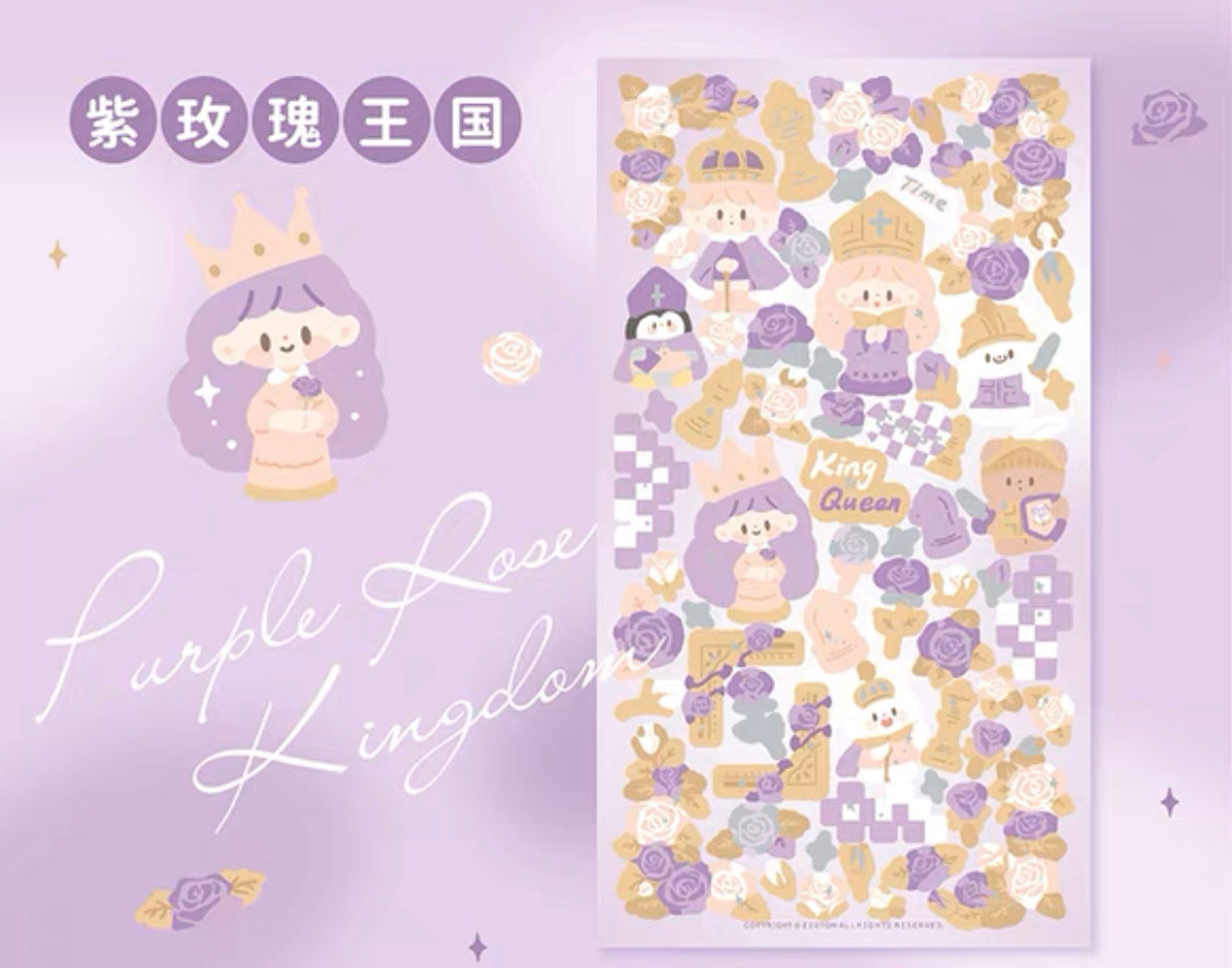 Molinta rose theme no border colorful girl sticker set 7（all 4）