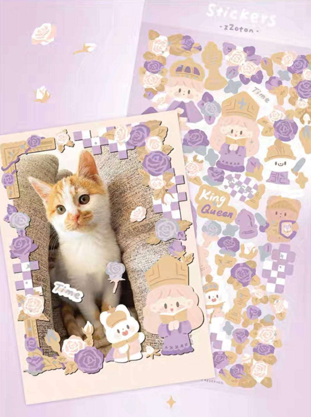 Molinta rose theme no border colorful girl sticker set 7（all 4）