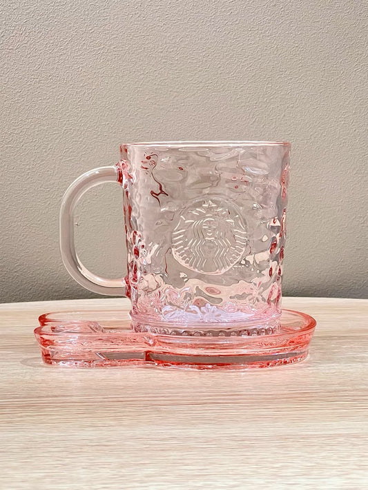 Starbucks China 2023 Sakura Rabbit Season Theme 470ml glass cup with rabbit glass plant set