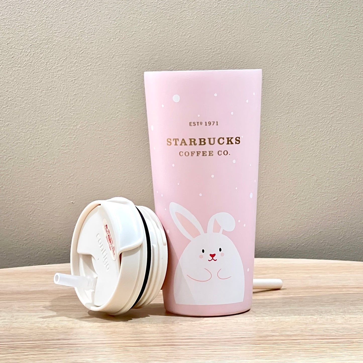 Starbucks China 2023 Sakura Rabbit Season Theme 520ml contigo rabbit straw stainless steel cup