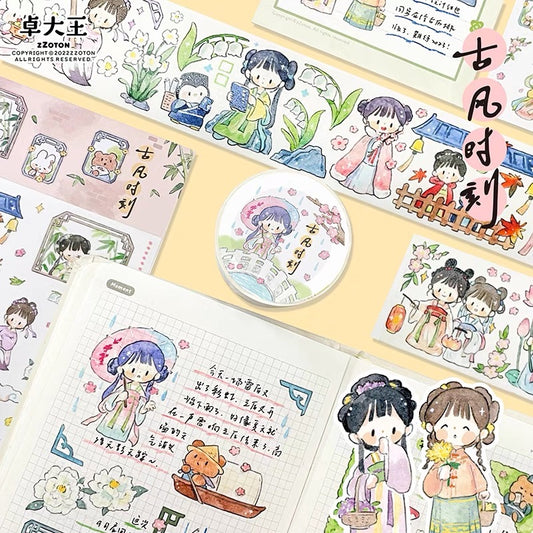 Molinta Chinese ancient style dress girl washitape and sticker pack