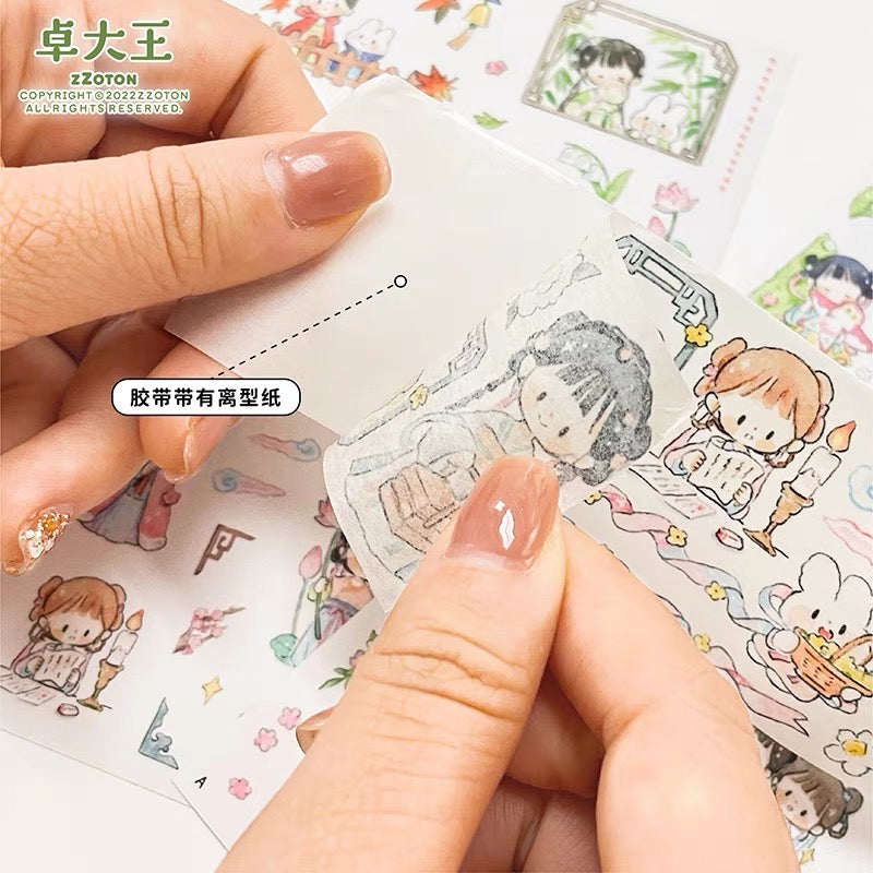 Molinta Chinese ancient style dress girl washitape and sticker pack