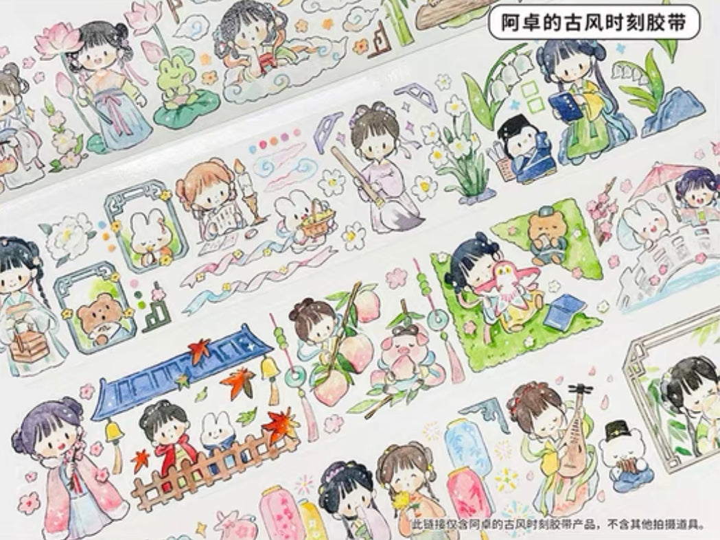 Molinta Chinese ancient style dress girl washitape and sticker pack