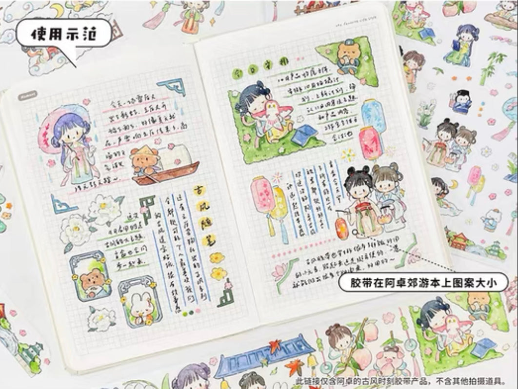 Molinta Chinese ancient style dress girl washitape and sticker pack