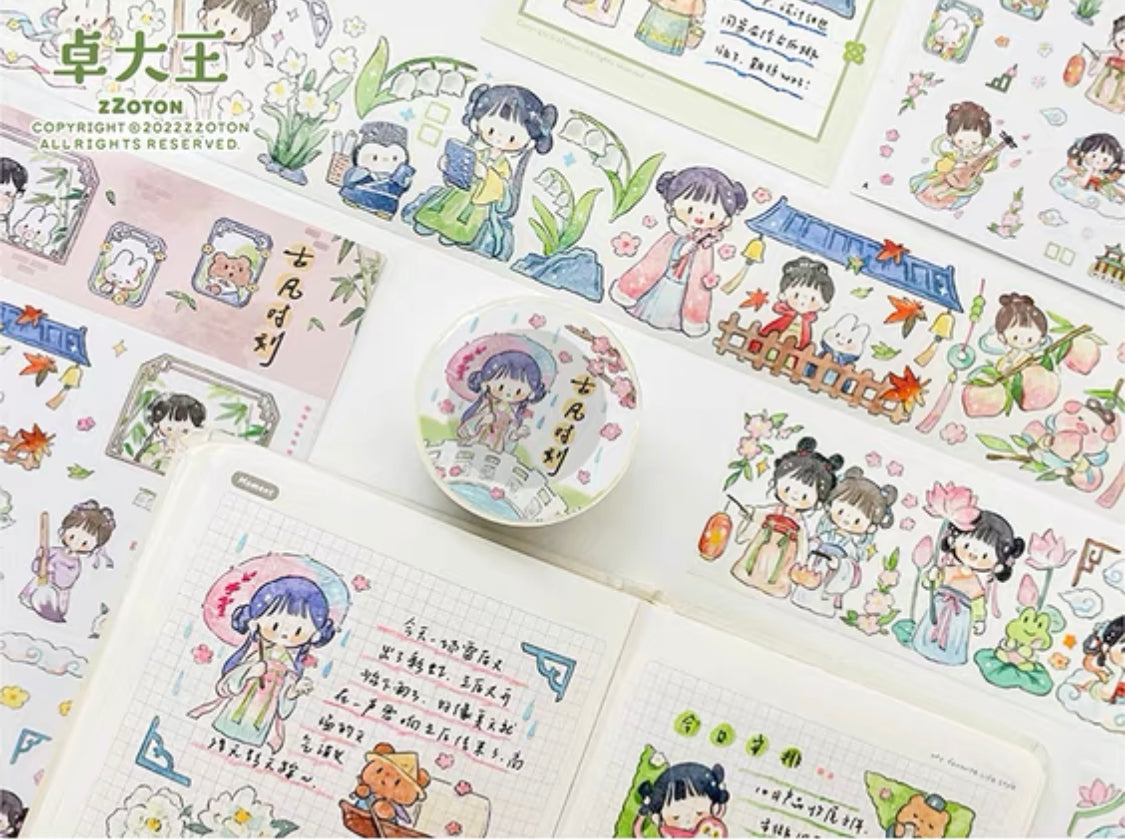 Molinta Chinese ancient style dress girl washitape and sticker pack