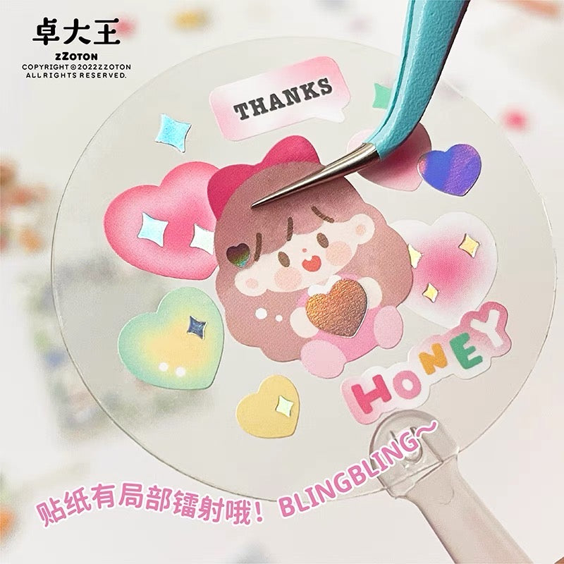 Molinta no border colorful girl sticker set 4（all 6）including 2 organ sticker