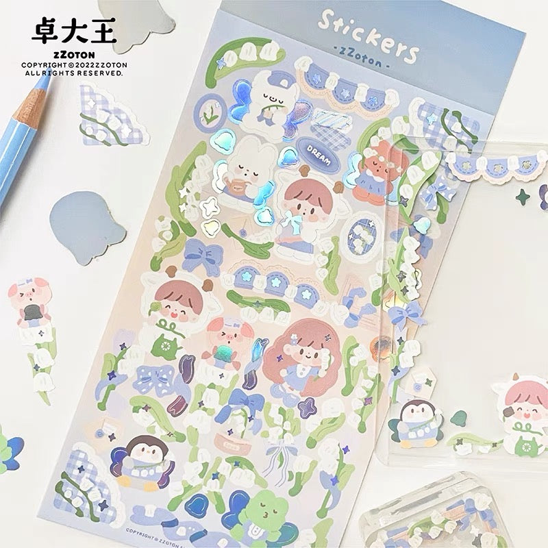 Molinta no border colorful girl sticker set 4（all 6）including 2 organ sticker