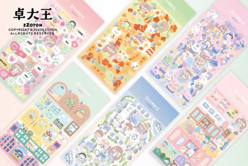 Molinta no border colorful girl sticker set 4（all 6）including 2 organ sticker