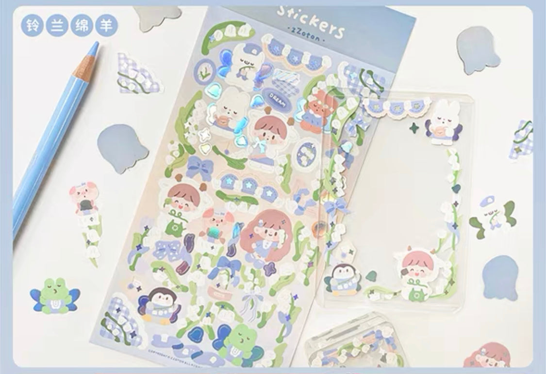 Molinta no border colorful girl sticker set 4（all 6）including 2 organ sticker