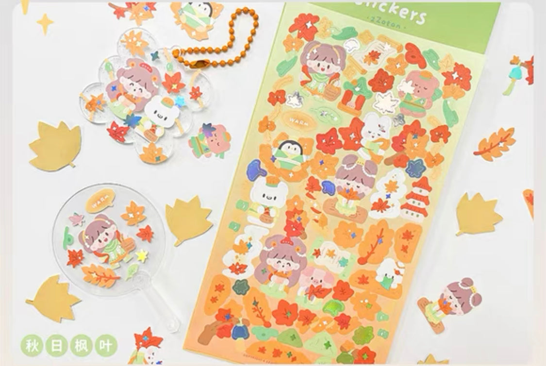 Molinta no border colorful girl sticker set 4（all 6）including 2 organ sticker