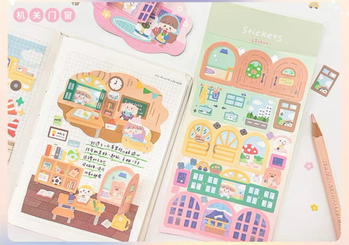 Molinta no border colorful girl sticker set 4（all 6）including 2 organ sticker